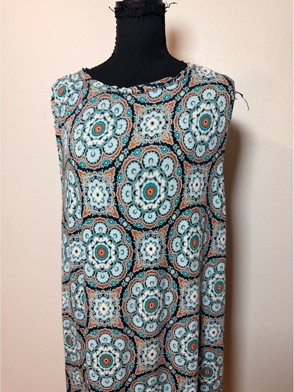 LOFT Teal Medallion Print Maxi Dress XL Sleeveless Boho